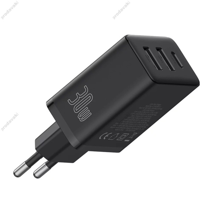 Мережевий зарядний пристрій Baseus Cube Fast Charger 2U+C 30W Cluster Black P10111402113-00